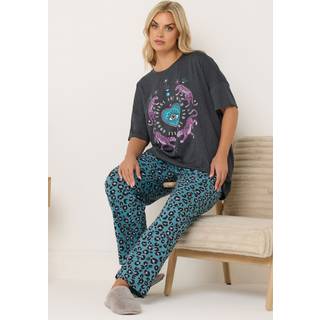 Yours Curve Yours Curve Kortærmet Pyjamas Sæt med brede bukseben