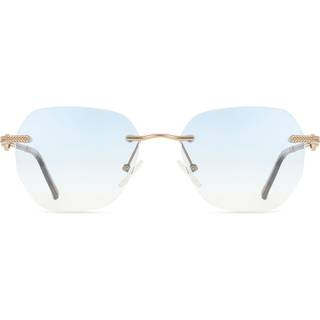 Geometric Rimless Metal Guld Solbriller Mænd - SmartBuy Collection - Gold - 53mm