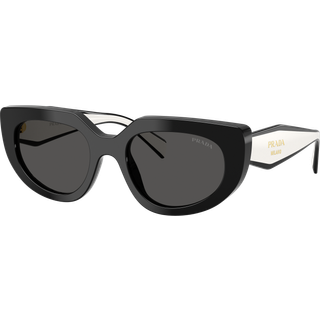 Prada Kvinde Prada PR D02S 20G08Z Solbriller Acetat Sort Grå Rund Normal