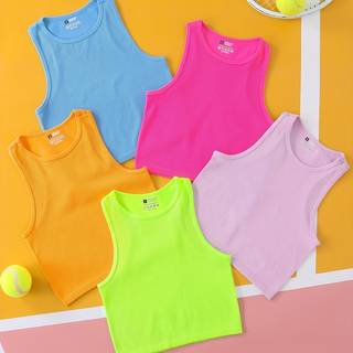 TEMU Fly 5-pack Seamless Ribbed Crop Tank Tops For Women Soft Breathable, No Padding, 5 Solid Colors, Comfortable Activewear For Yoga, Gym, Workout & Casual Wear