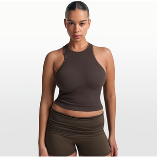 SKIMS Racer Front Tank Top Phoenix | Deep Neutral | XL | NikeSKIMS Ribbed Seamless
