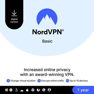 NordVPN Basic VPN Service (PC, Android, Mac, iOS) (10 Devices, 1 Year) - NordVPN Key - GLOBAL