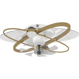 HOMCOM Ceiling Fan with Light and Remote, 3 Colour Temperatures, LED Mount Ceiling Fan Light for Bedroom, Gold Tone
