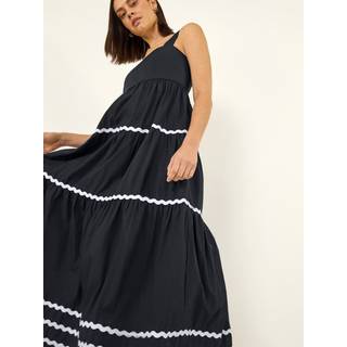 Roman Roman Blue Ric Rac Tiered Midi Dress - EU 42 (UK 14)