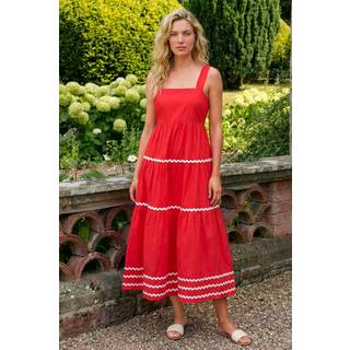 Roman Roman Pink Ric Rac Tiered Midi Dress - EU 38 (UK 10)