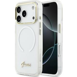 Guess Telefontaske til iPhone 17 Pro Max MagSafe IML Gradient Script Metal - Hvid