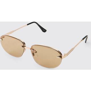 Rectangular Rimless Tinted Sunglasses | Brown