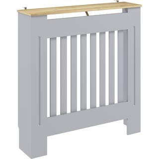 HOMCOM Heater Cover, Radiator Cover Slatted Painted MDF Lined Grill Grey, 78L x 19W x 81H cm