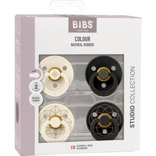 BIBS - Pacifier Studio Colour 4 PACK - Ivory / Black/ Gold - Size 2 - Klar til levering