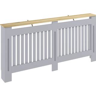 HOMCOM Slatted Radiator Cover, Painted Cabinet with Line Grill Design, 172L × 19W × 81H cm, Grey