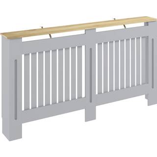 HOMCOM Slatted Radiator Cover, Painted Cabinet with Line Grill Design, 152L × 19W × 81H cm, Grey