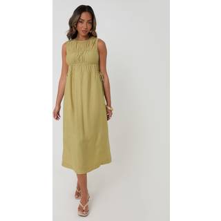 Threadbare Threadbare Green Ruched Drawstring Midi Dress - EU 36 (UK 8)
