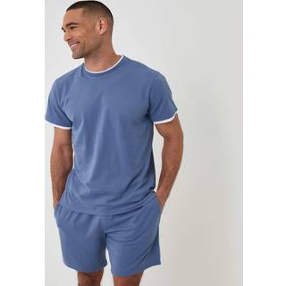 Threadbare Threadbare Blue Cotton Mock Layer Short Pyjamas Set
