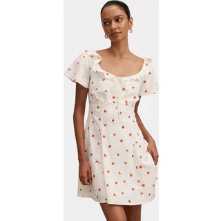 Forever New Forever New Linen Blend Riley Petite Ruffle Neck Mini Dress - 36