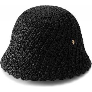 Helen Kaminski RIO Raffia Crochet Bucket Hat — Black