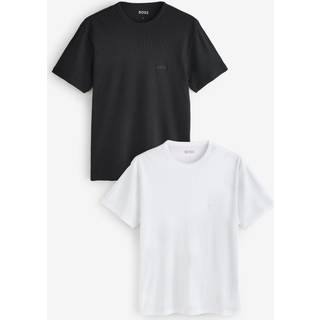 BOSS 2pak Rib T-shirts med rund hals i sort og hvid til herre- OUTLET