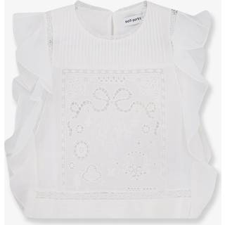 Self-Portrait Embroidered ruffled top - white - S