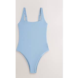 Next Blue Rib Rib Square Neck Swimsuit