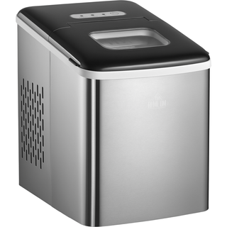 HOMCOM Ice Maker Machine Countertop, 9 Ice Cubes in 8 Mins, 12KG in 24Hrs, Self-Cleaning Portable Ice Cube Maker w/ Adjustable Ice Size, Ice Scoop, Basket, Stainless Steel, No Plumbing Required, Black