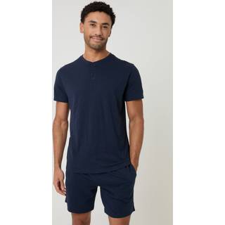 Threadbare Threadbare Navy Grandad Pyjama Top & Shorts Set