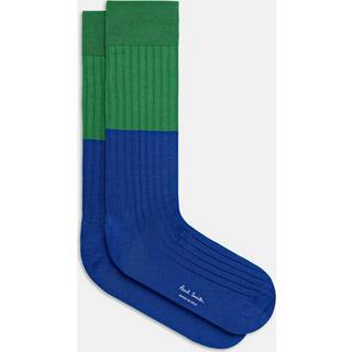 Paul Smith Blue Ribbed Colour Block Socks