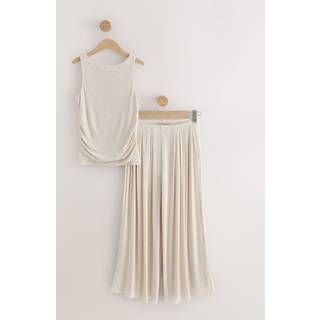 self. self. Neutral Rib Pyjama set with Ruching