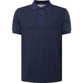 Fred Perry Geometric Print Polo T Shirt Navy