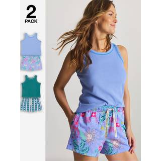 Simply Be Simply Be Blue Pretty Secrets Ribbed Pyjamas 2 Pack