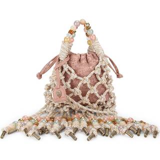 Kurt Geiger Macrame Mini Crossover taske cream