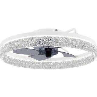 HOMCOM Ceiling Fan with Lights, Dimmable LED Mount Ceiling Fan Light with Remote App Control for Bedroom, White