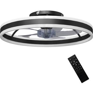HOMCOM Ceiling Fan with Light and Remote, LED Mount Ceiling Fan with 3 Colour Temperatures, 6 Speed, 50 cm, Black