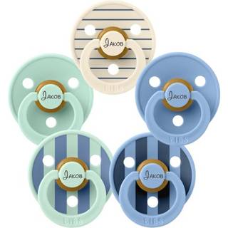 Bibs Studio Line, Str. 2 (6+ Mdr.), Rund - Latex, Sutter Med Navn, 5-pak