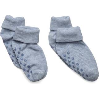 Minymo - Baby rib sock w. ABS (2-pack) - Winter Sky Melange str. 19\22