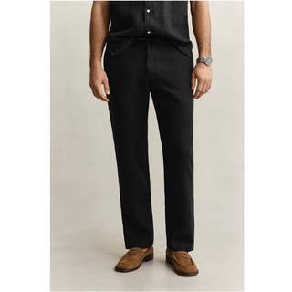 GANT Regular Fit Linen Drawstring Pants Black