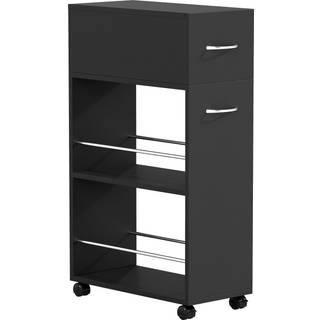 HOMCOM Rolling Storage Unit, 3-Tier Kitchen Cart Trolley with Drawer, Surface Top and 4 Universal Wheels, Black