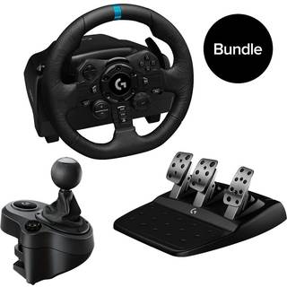 Logitech - G923 Racing Wheel and Pedals & Logitech - Driving Force Shifter for PS5, PS4 and PC - USB - Bundle - Fri fragt og klar til levering - Prismatch - Sort