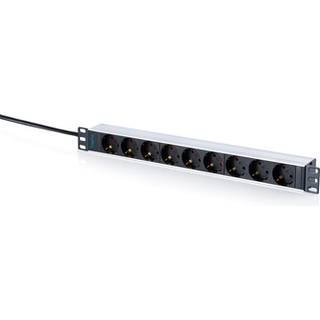 DIGITUS Stikdåse 9-stik 16A Sort Sølv 2m --> På fjernlager, levevering hos dig 23-10-2026