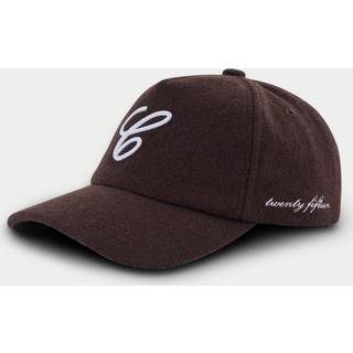 WOOL SCRIPT EMBROIDERED CAP - BROWN