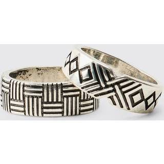 Two Pack Patterned Rings | Silver | Size Small/Medium