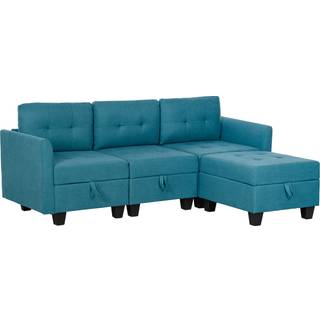 HOMCOM 'L' Shape Modular Sofa, with Storage - Light Blue
