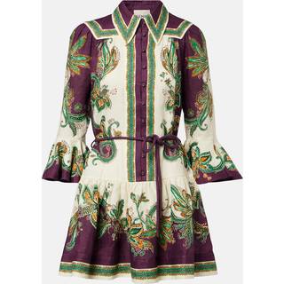 Alémais Vestido corto Ruthie de lino estampado - morado - XL+
