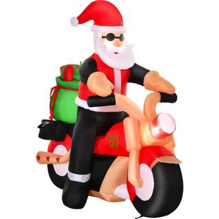 HOMCOM 5.5ft Christmas Inflatable Santa Claus Riding a Motorcycle Blow Up Decoration Xmas Décor for Garden