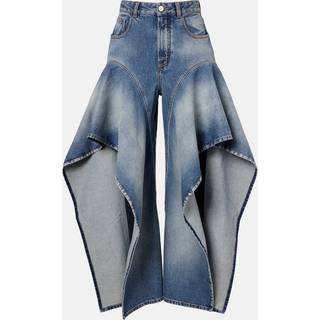 Alaïa Jeans anchos con volantes - azul - XXS