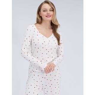 Boux Avenue Heart ribbed modal pyjama set - Ivory Mix - 18