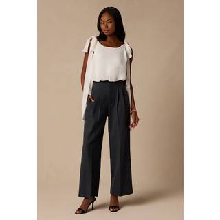 Rina Dark Grey Pleated High-Rise Trousers