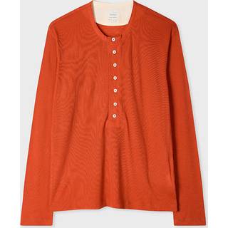 Paul Smith Rust Ribbed Wool Henley Top Orange