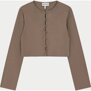 RIBBED BUTTON THROUGH TOP - BROWN