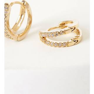 Our Little Secret Gold Rhinestone Mini Hoop Earrings
