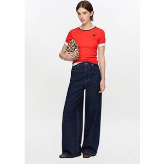 Soft Cotton Rib Tee A1050216 - High Risk Red - GANNI