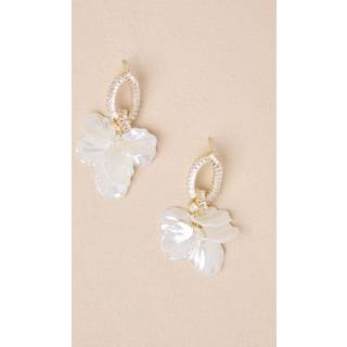 Aphrodite Vibes White Rhinestone Shell Drop Earrings